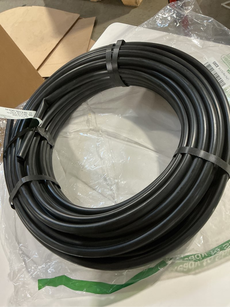 Condition photo showing Good Condition for raindrip 052010p 1/2 in. drip irrigation supply tubing, 100 ft., for emitters, irrigation parts, and drip systems,black polythyrene 100 feet hose black polyethylene