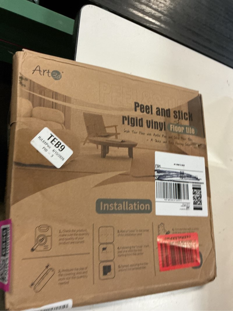 Condition photo showing New/Like New for art3d peel and stick vinyl floor tiles 30-pack 12 x 12 inch, self adhesive waterproof flooring wood planks for kitchen, dining room, bedrooms, cover 30 sq. ft, taupe ash 12 x 12 inch taupe ash 30