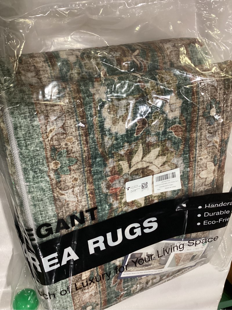 Condition photo showing New/Like New for Washable Oriental Area Rug - 8x10 Rugs for Living Room Soft Carpet for Bedroom Waterproof Floral Distressed Indoor Stain Resistant Non-Shedding Floor Carpets (Green, 8x10) 8' x 10' (Rectangular) Green