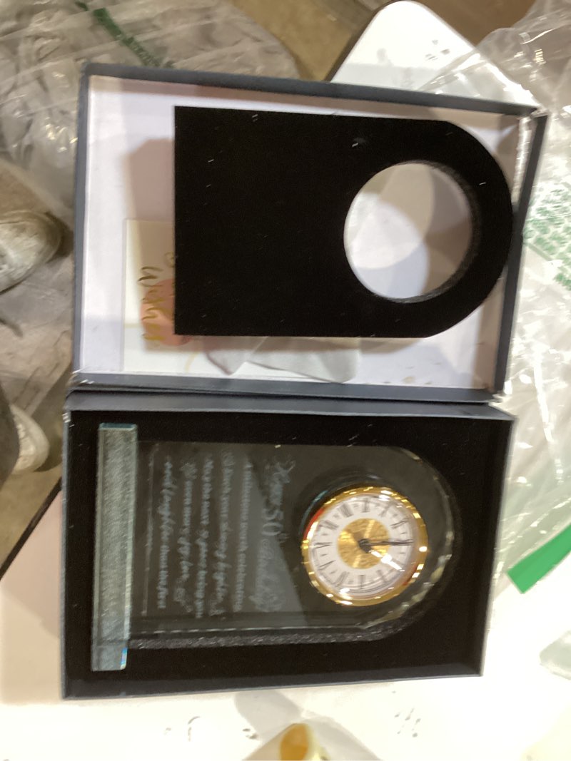 Condition photo showing Good Condition for 50th birthday gift for men and women, crystal roman numerals decorated quartz clock, for 50 year old women, 50th birthday gift for men
