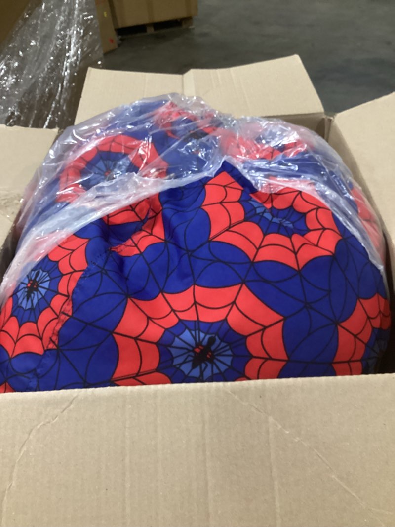 Condition photo showing As Is for (Similar to)Spiderweb Bean Bag Chair 3 Foot Halloween Decor - Black & White Round Foam Filled Floor Seat - Cozy Modern Design for Living Room, Bedroom