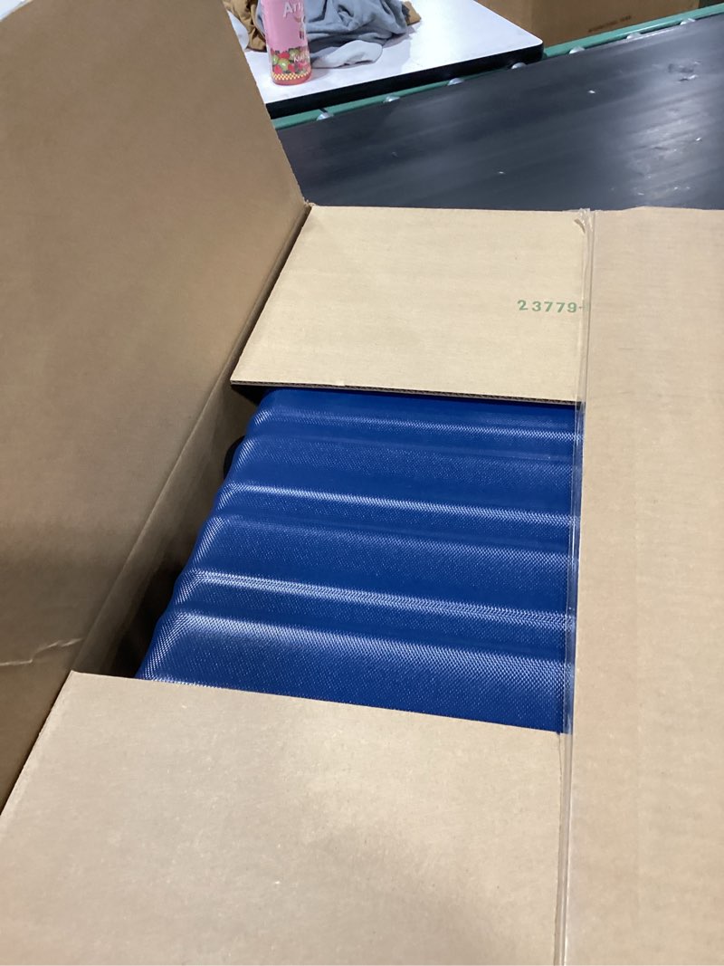 Condition photo showing New/Like New for amazon basics 26" hardside medium checked luggage, hardshell suitcase with wheels, expandable for up to 15% more space, with scratch-resistant surface, four multi-directional wheels, navy blue navy blue medium checked