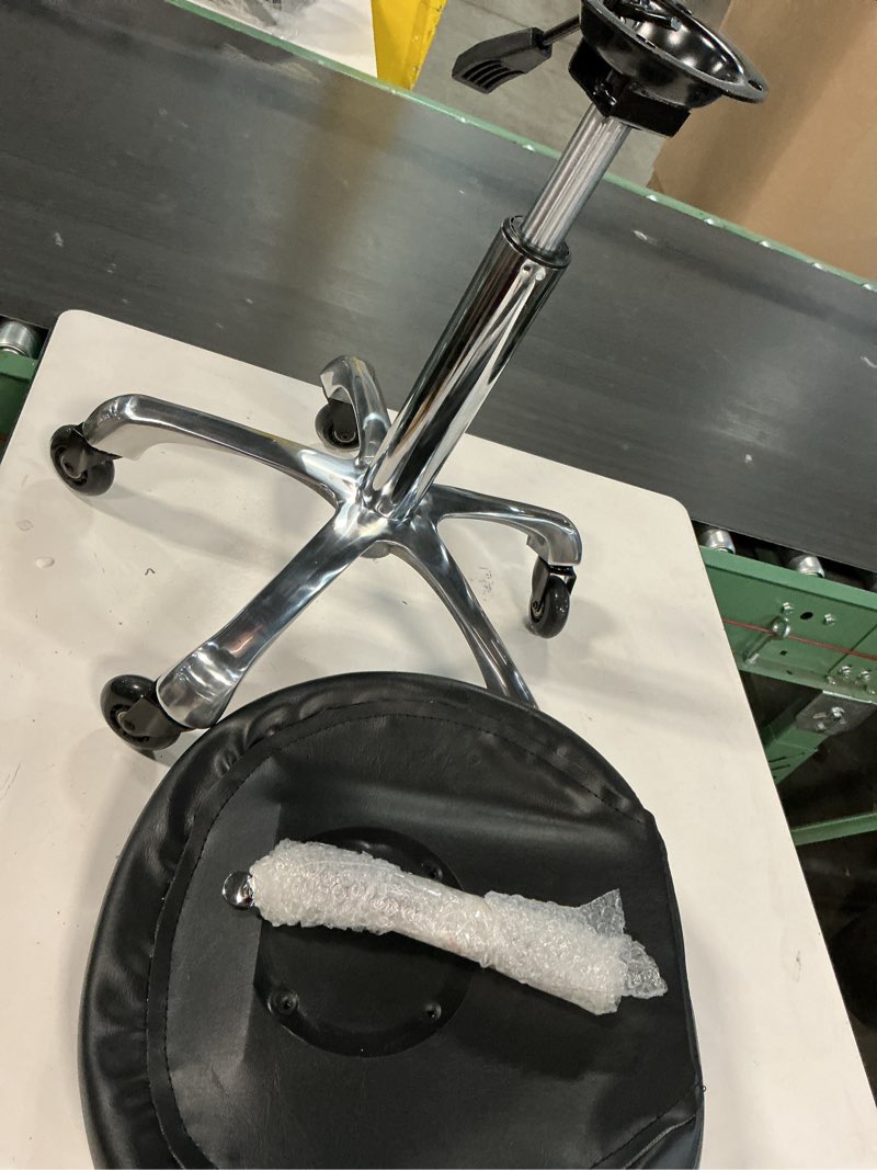 Condition photo showing Good Condition for Ergonomic Saddle Stool with wheels - Upgraded Thicker Leather Seat Cushion, Healthy Posture Correction, Silky Smooth Gliding, Adjustable Rolling Saddle Stool Chair for Salon Medical Massage, Black