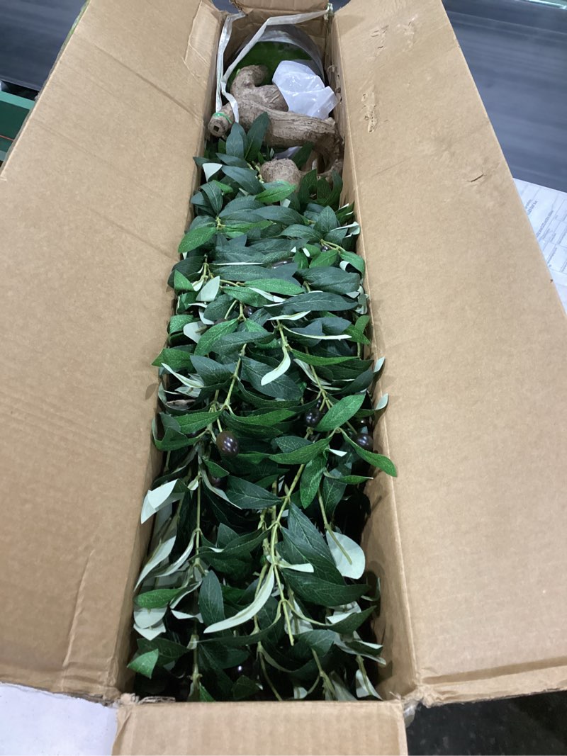 Condition photo showing Good Condition for 6 ft faux olive tree, look real fake olive trees artificial indoor with weighted pot, fake tree with lusher & fuller leaves and natural thicker trunks for home office living room indoor outdoor 6ft