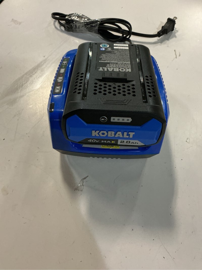 Condition photo showing As Is for kobalt 40 -volt, 2 ah 1 -pack lithium ion (li-ion) battery and charger 