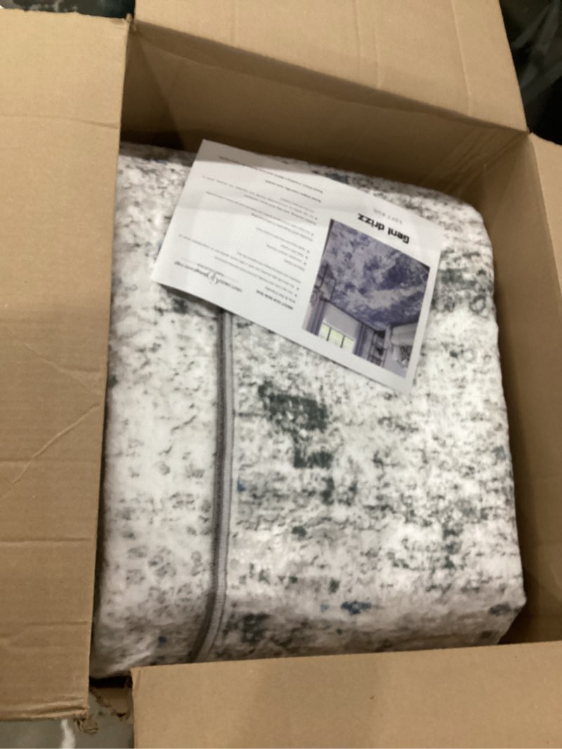 Condition photo showing New/Like New for Area Rug Living Room Rugs: 8x10 Large Soft Indoor Carpet Modern Abstract Rug with Non Slip Rubber Backing for Under Dining Table Nursery Home Office Bedroom White Gray Blue White Gray Blue 8' x 10' (Rectangular)