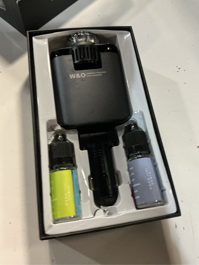 Condition photo showing As Is for retractable car charger with aromatherapy and starlight, 5 in 1 usb c car charger adapter, 69w fast charging cars phone chargers, cars air freshener compatible with iphone 17 16 15 14 13 and android drak black