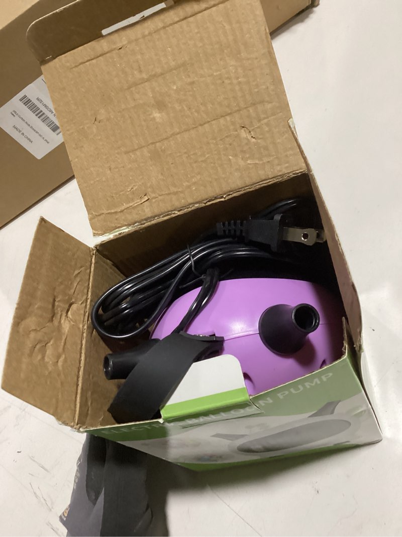 Condition photo showing Good Condition for Balloon Pump Electric, Portable Balloons Inflator Air Pump Dual Nozzle, 110V Small Electric Balloons Blower Machine Corded, 600W for Latex Foil Balloon Arch Garland Party Decorations Supplies Light Purple
