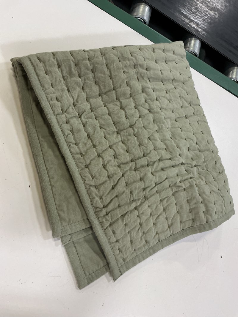 Condition photo showing Good Condition for european linen cotton stitch quilted euro sham, euro, willowleaf