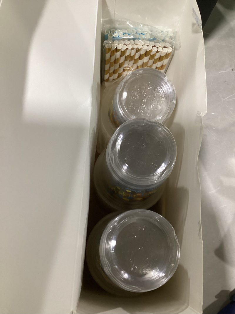 Condition photo showing Good Condition for 50 Pcs Blue Bear Disposable Plastic Baby Bath Cups with Lids and Straws, 12 oz, Set of 50 Blue 50