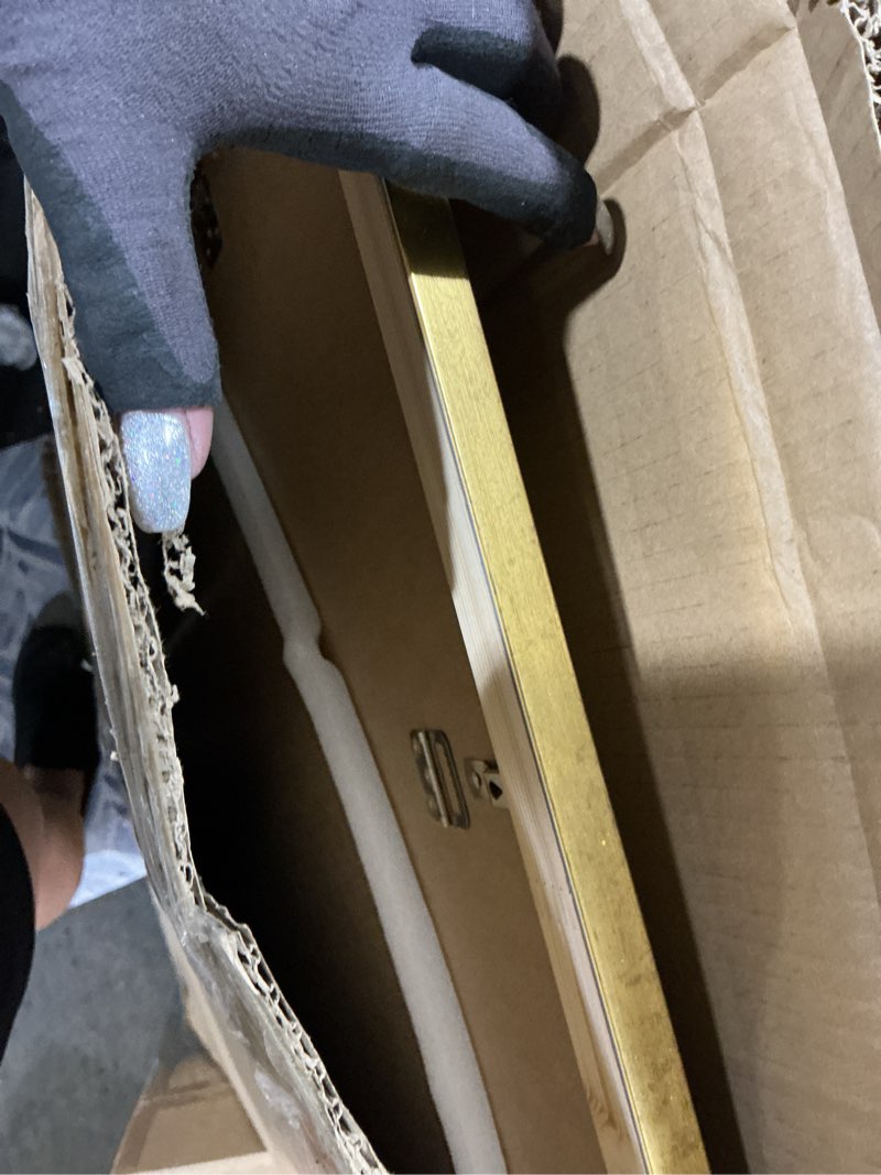 Condition photo showing Good Condition for wood 24x36 poster frame gold, ornate natural 36x24in picture photo frame, modern golden 24 x 36inch gallery wall frame with hd plexiglass, horizontal vertical wall mounting display 1pcs gold 24x36