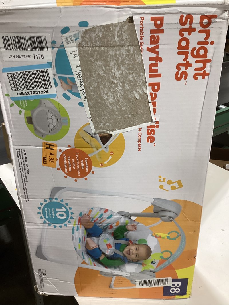 Condition photo showing Good Condition for Bright Starts Playful Paradise Portable Compact Automatic Baby Swing with Music, Unisex, Newborn +