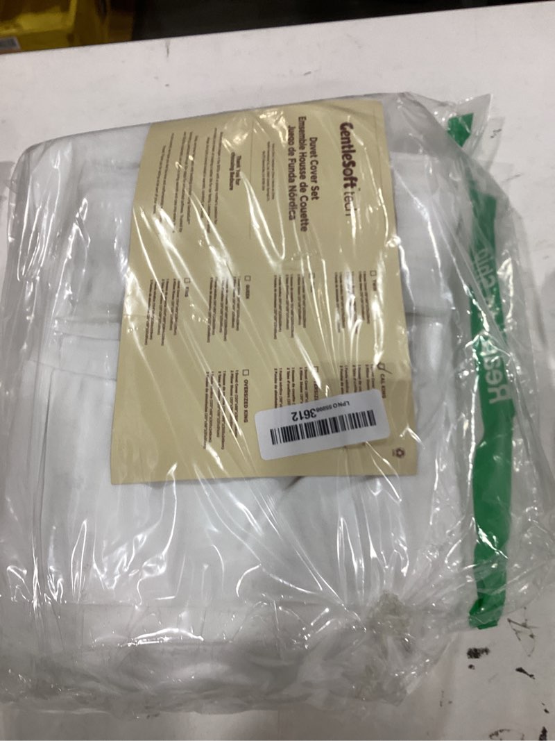 Condition photo showing As Is for bedsure white california king duvet cover - prewashed cotton-like polyester extra soft bedding set, includes 1 cal king duvet cover 104x98 inches with zipper closure & 2 pillow shams, no comforter 00 - white (no comforter) california king (104" x 98")