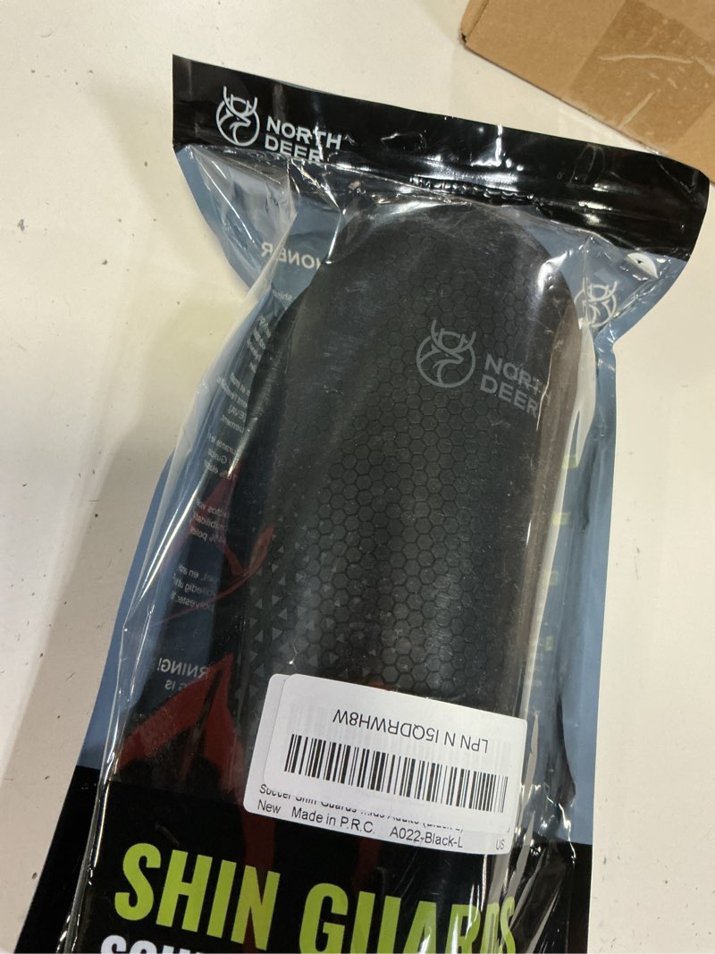 Condition photo showing Good Condition for Northdeer Soccer Shin Guards for Kids Adults. Sleeves with Optimized Insert Pocket - Protective Soccer for Boys Girls Men Shin Pads 1 Pair + Sleeves 1 Pair, Black L (5'3"-5'11")