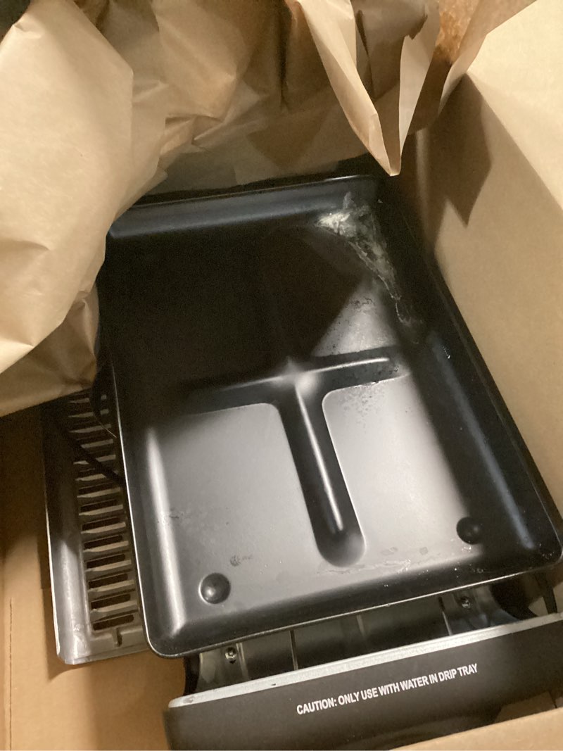 Condition photo showing As Is for Chefman Electric Smokeless Indoor Grill w/ Non-Stick Cooking Surface & Adjustable Temperature Knob from Warm to Sear for Customized BBQing, Dishwasher Safe Removable Water Tray, Black