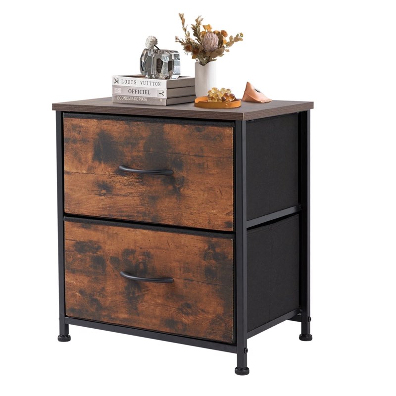 ZUNMOS Nightstand, Versatile Nightstand with 2 Drawers - Ideal for Bedroom, Living Room, Closet, Entryway, Rust Brown