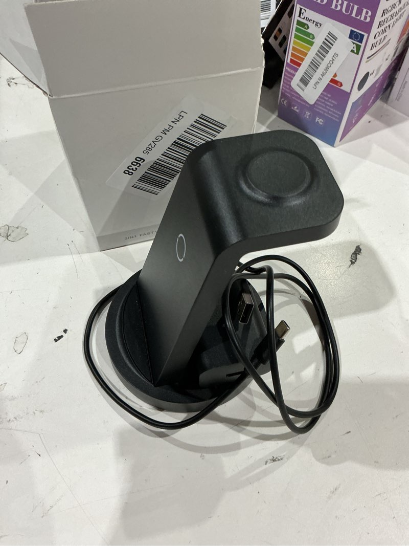Condition photo showing Good Condition for anlmz 3 in 1 charging station for iphone, wireless charger for iphone 17 16e 16 15 14 13 12 11 x pro max & apple watch - wireless charging station for airpods 4 3 pro black