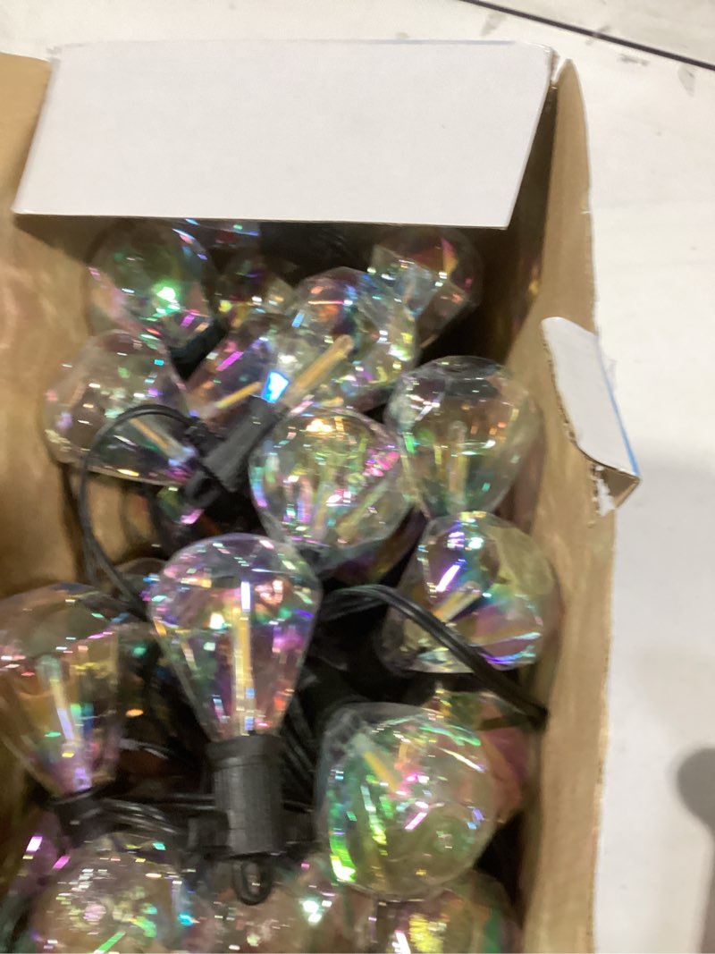 Condition photo showing New/Like New for Kawaya Outdoor String Lights 97 FT LED Patio with 48+1 Shatterproof Unique Diamond Edison Bulbs 2700K Dimmable IP65 Waterproof for Yard Porch Deck Balcony Bistro Cafe Diamond Edison - 97FT - 48 Bulbs