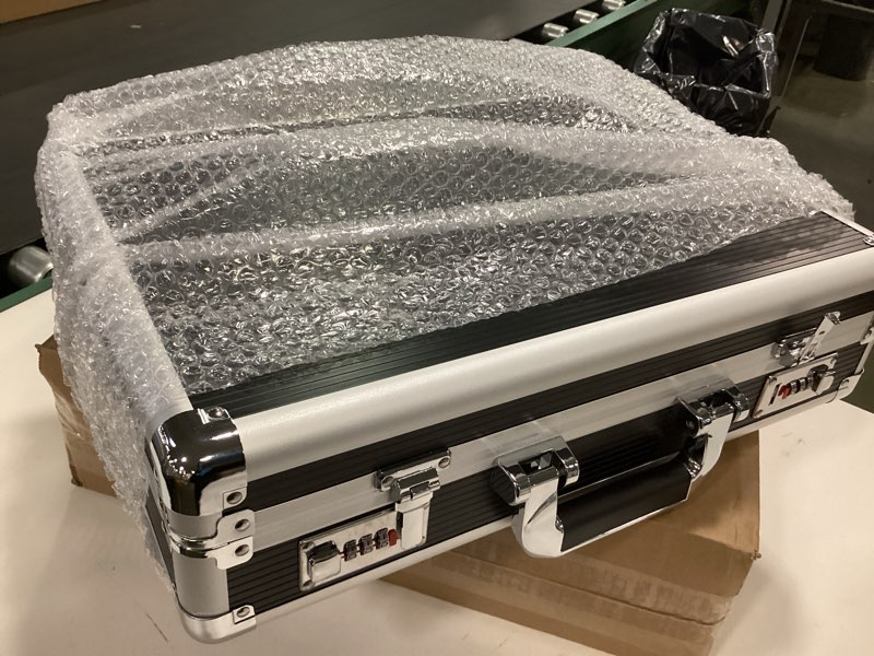 Condition photo showing New/Like New for Locking Hard Briefcase 18 x4.7 x12.6 Inch with Combination Lock, File Organizer Briefcase Lockable Carrying Case Suitcase, Store Laptop, Cash, Documents with File Compartment - Black