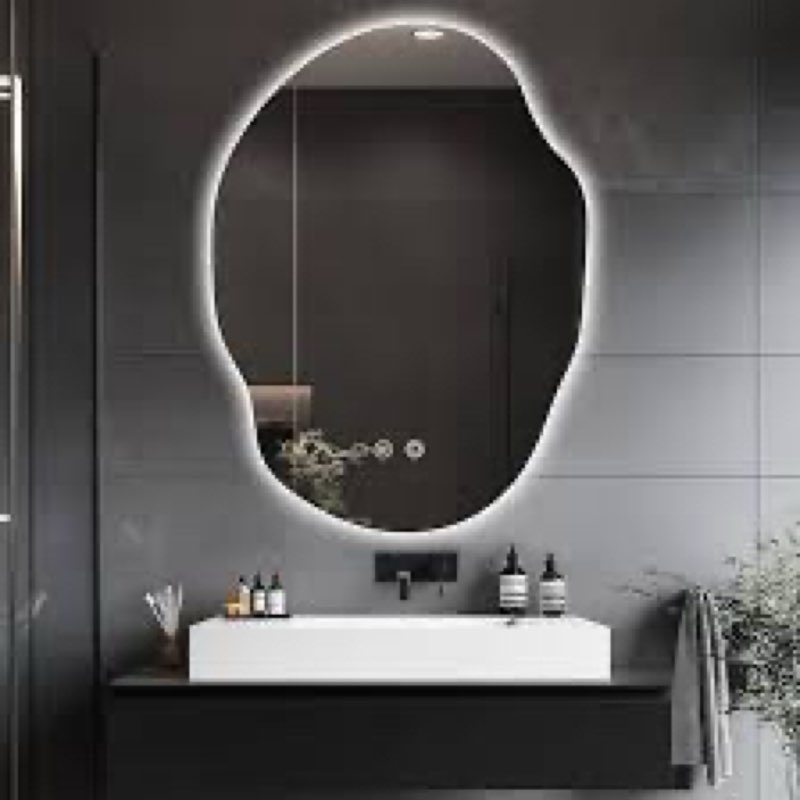 X004MU6ACH #fRa - 39F USA 48"x30" Irregular LED Lighted Vanity Mirror for Bathroom, Front and Backlit, Anti Fog, 3-Color Dimmablc Lighting, Wall Mount Horizontal NVerticall
