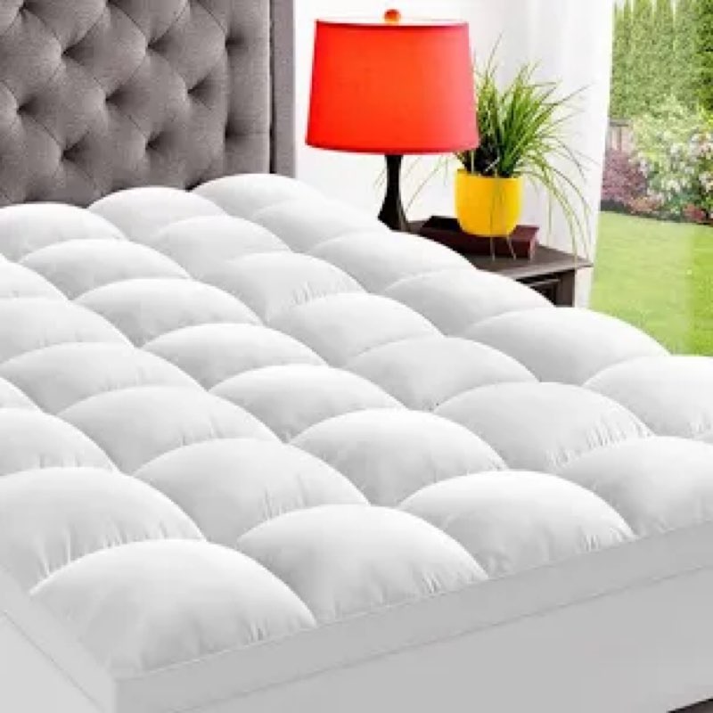 elemuse twin mattress topper for back pain, extra thick mattress pad cover, plush soft pillowtop wit