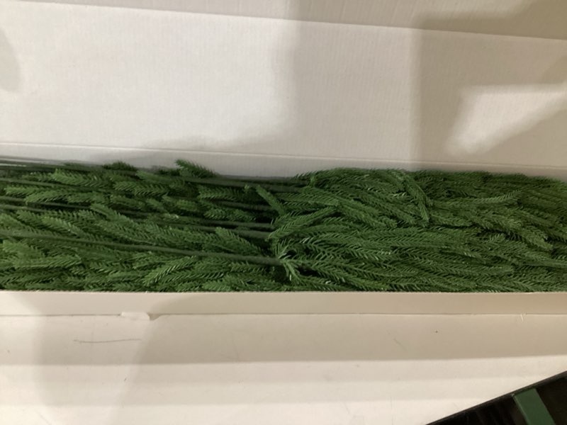 Condition photo showing As Is for 12 Pcs 30 Inch Artificial Norfolk Pine Stems Faux Christmas Greenery Pine Branches Realistic Fake Evergreen Cedar Pine Picks Winter Greens for Vase DIY Garland Wreath Holiday Home Decor 30INCH 12