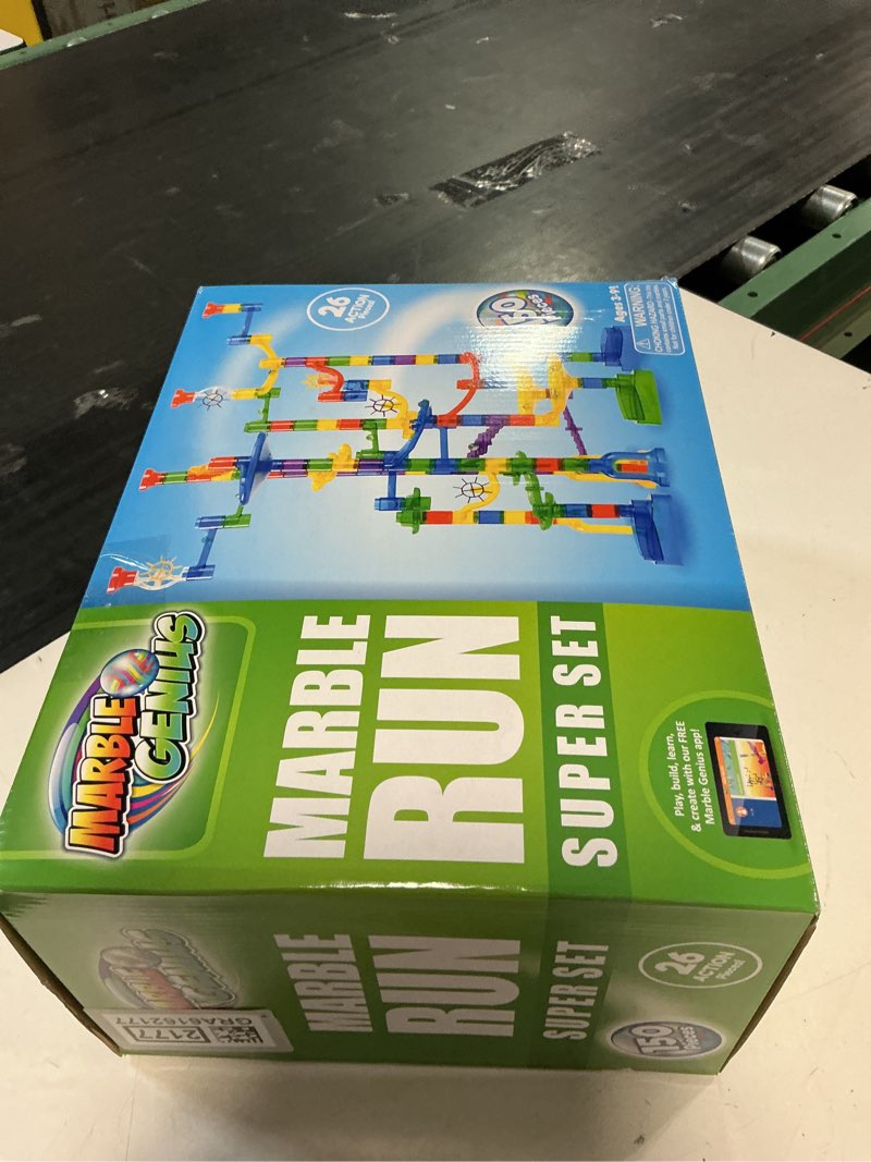 Condition photo showing New/Like New for marble genius marble run super set, 150 translucent pieces, stem toy