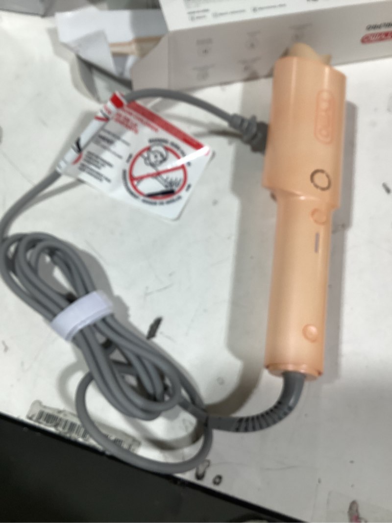Condition photo showing Good Condition for TYMO Automatic Rotating Curling Iron - TYMO CURLPRO Beach Waves Curling Wand, Portable Hair Curler, 500 Million Ionic, Dual Voltage & Lightweight for Travel, Ceramic Coating, 1 Inch, Peach 1 inch Peach