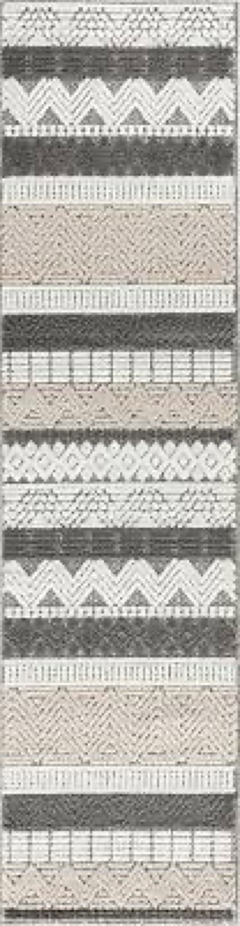 rugshop gray marbella boho indoor/outdoor runner rug, machine washable for hallway, entryway and kit