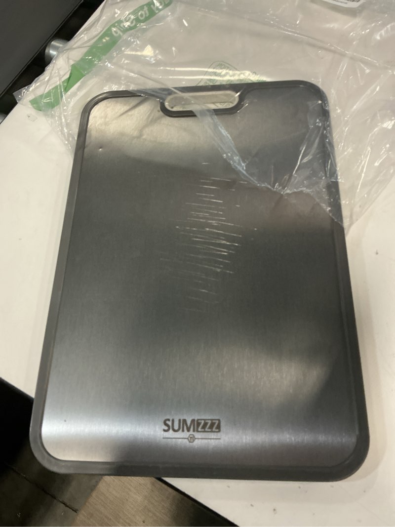 Condition photo showing As Is for titanium cutting board for kitchen, cutting board double sided food grade, pure titanium/pp, easy to clean large size 16”×11” silver set of 1 (16" x 11")