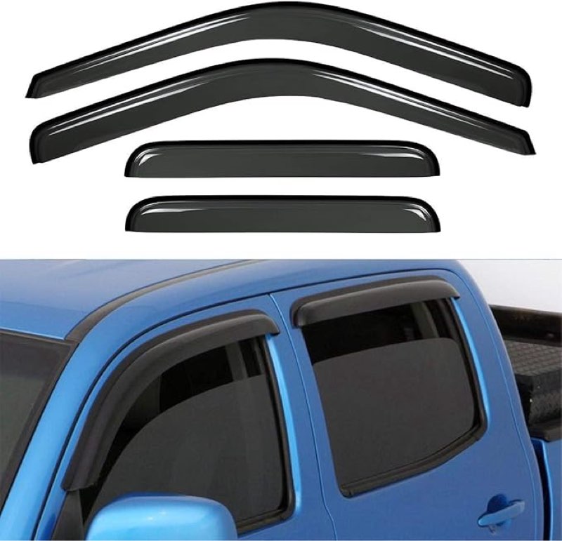 Vent Visor Side Window Deflectors Original Window Visors for 1999-2016 Ford F250/F350/F450 Super Duty Crew (SuperCrew) Cab Sun/Rain Guard 94953