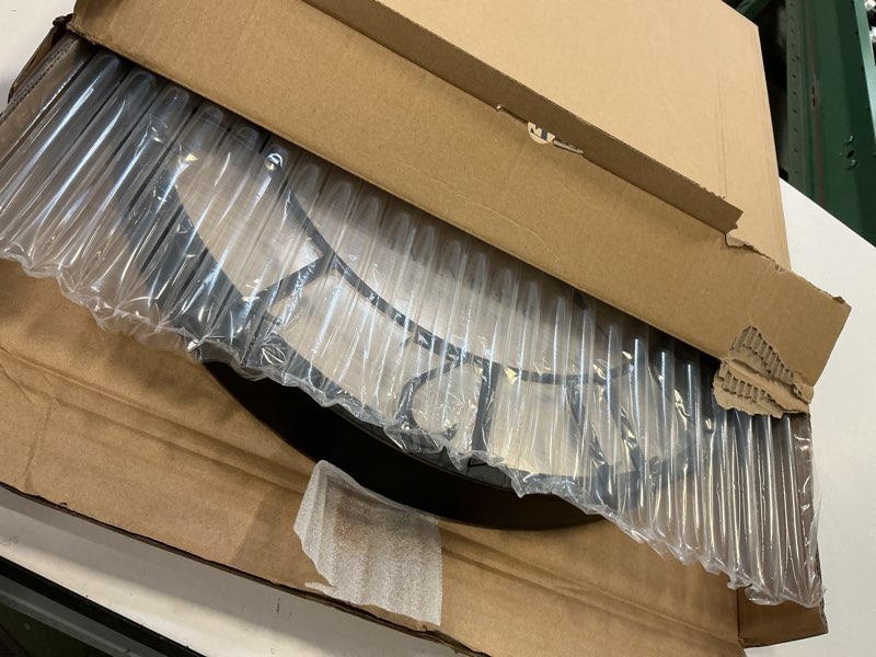 Condition photo showing Good Condition for Presentime & Co 21" Farmhouse Series Wall Clock, Cottage Style, Vintage Design, Oil Rubbed Antique Bronze Finish. Wall Décor for Living Room, Dining Room, and Entryway.