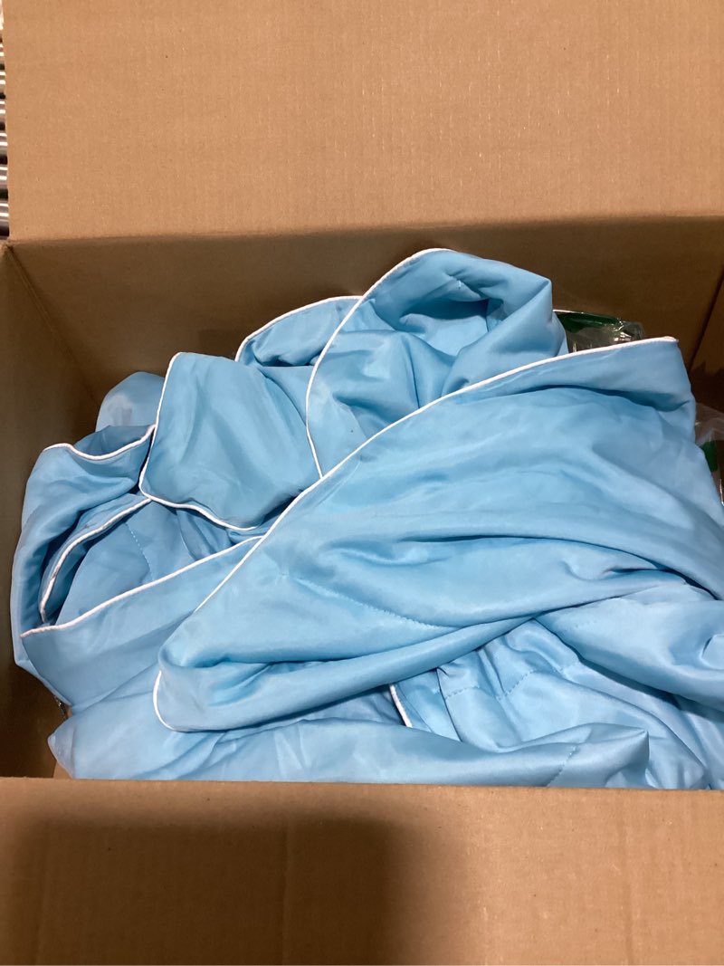 Condition photo showing As Is for egohome cooling comforter queen size,double-sided cooling blanket for hot sleepers,blue summer comforter for queen size bed,breathable & soft & silk smooth bedding comforter - 90" x 90" navy & light blue queen