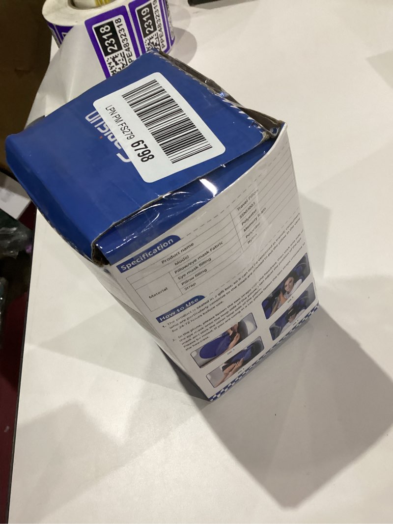 Condition photo showing As Is for Upgraded Travel Pillow, U-Shaped Airplane Head Strap for All Heights, 360° Support, 3D Sleep Mask, 100% Light Blocking, Long Flights Essentials Headrest, Stop Bobblehead, Grey Grey Airplane Seats with Headrest