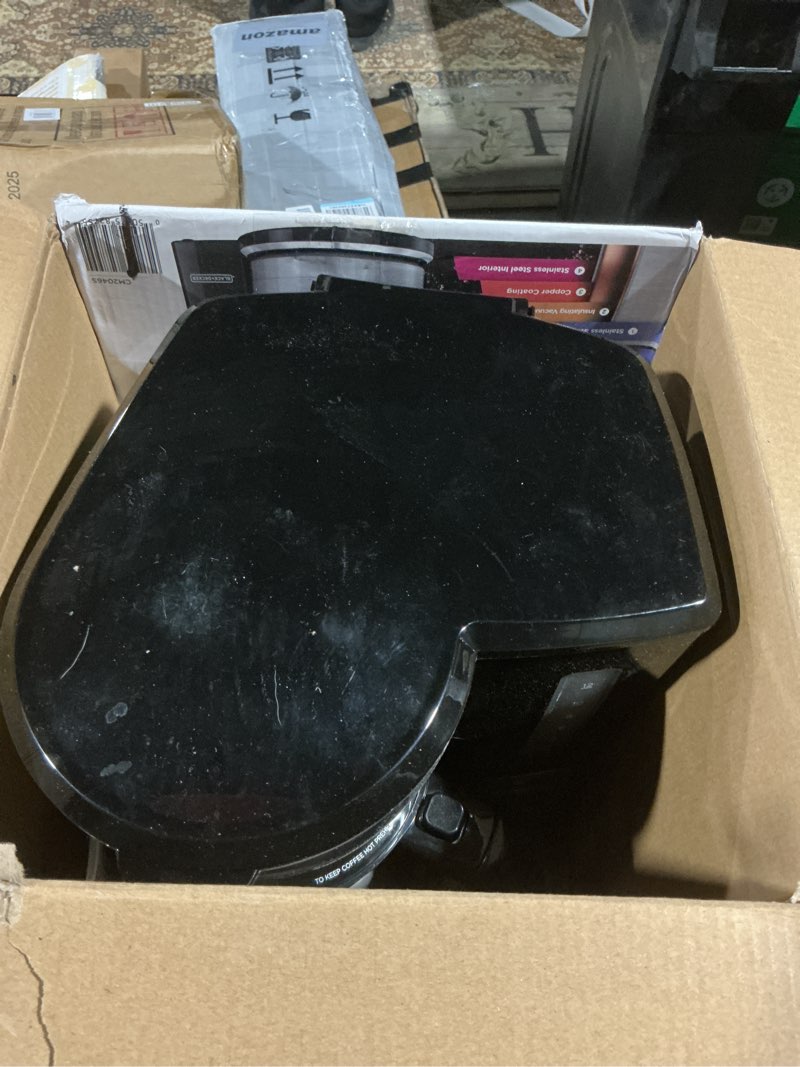 Condition photo showing As Is for BLACK+DECKER 12 Cup Thermal Programmable Coffee Maker with Brew Strength and VORTEX Technology, Black/Steel, CM2046S