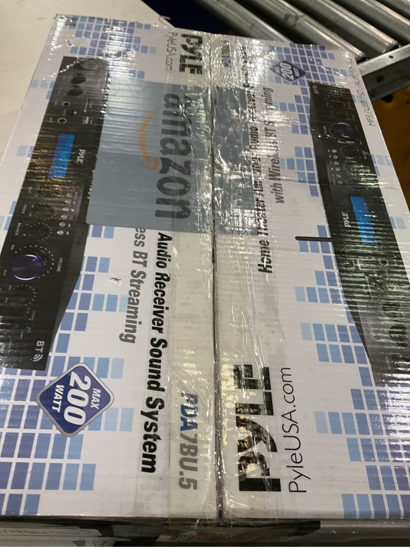 Condition photo showing New/Like New for Pyle 5 Channel Rack Mount Bluetooth Receiver, Home Theater Amp, Speaker Amplifier, Bluetooth Wireless Streaming, MP3/USB/SD/AUX/FM Radio, 200 Watt, with Digital ID3 LCD Display - PDA7BU, Black