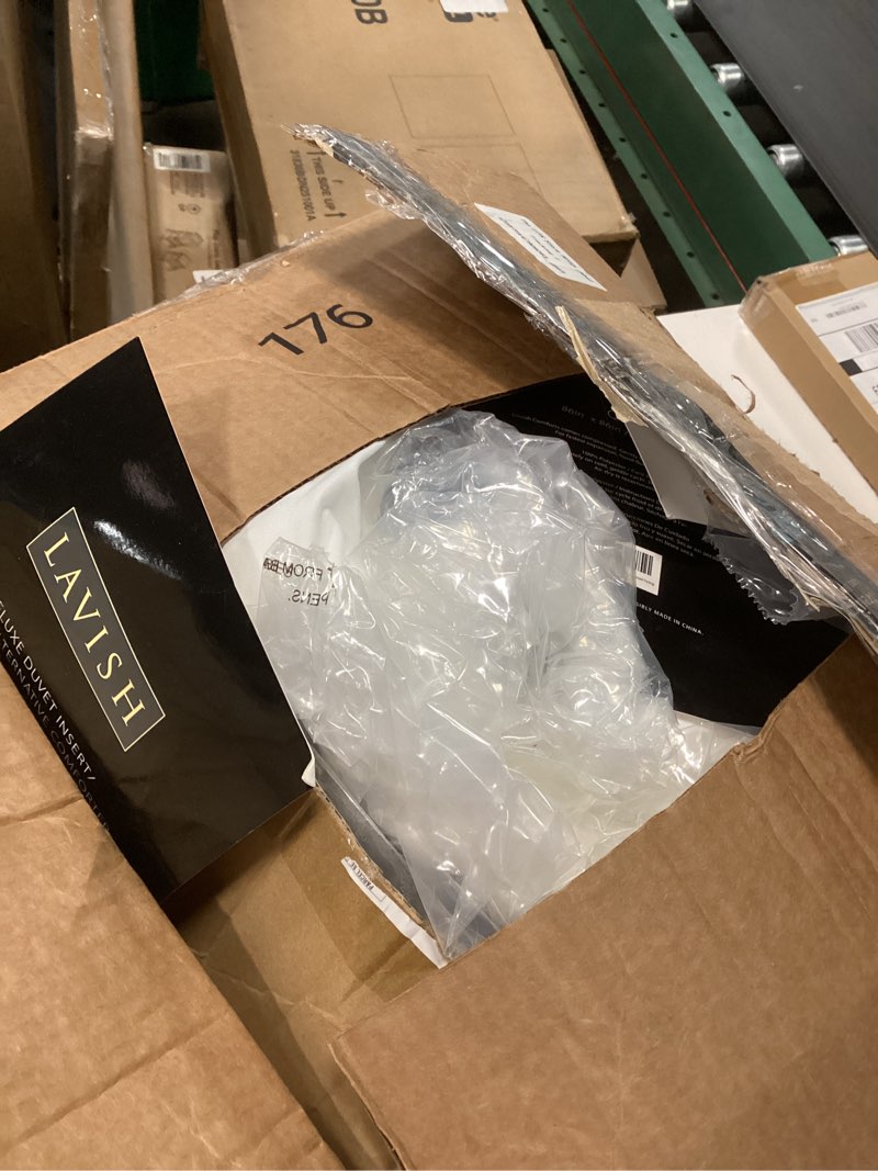 Condition photo showing As Is for Down Alternative Comforter Queen Size - Fluffy Duvet Insert - Puffy Premium All Season Winter - Luxury Breathable Hotel Plush Comforter - Queen, White, 86x86 inches - Eco-Compressed Packing White Queen