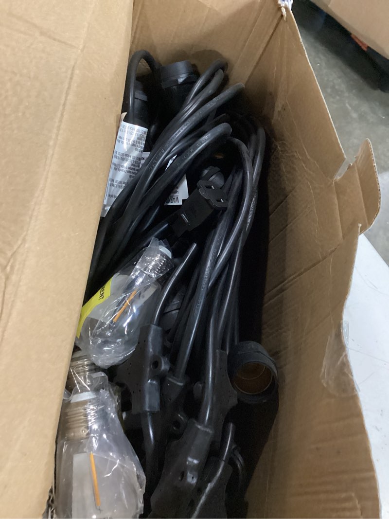 Condition photo showing As Is for harbor breeze 48-ft plug-in black indoor/outdoor string light with 24 white -light led edison bulbs