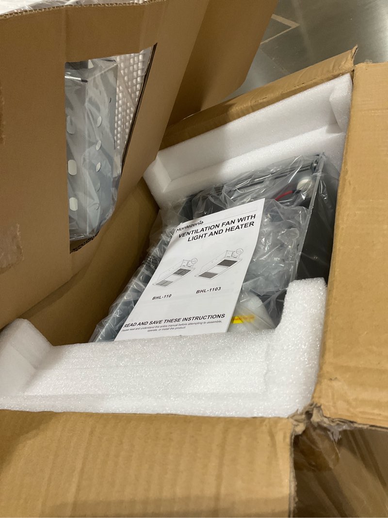 Condition photo showing Good Condition for Bathroom Exhaust Fan with Heater, 1300W Household Ventilation Fans with LED Light, 110 CFM 1.5 Sone Quiet Ceiling Bath Vent Fan for Home Bathroom Hotel, Metal Housing, Ceiling Mount, 4" Duct