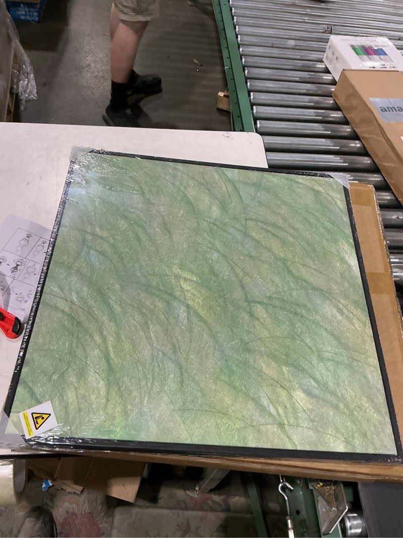 Condition photo showing New/Like New for framed green abstract wall art, modern square sage green canvas prints paintings, minimalist pictures for living room, bedroom, dining room, hallway wall decor 24x24 in 24"l x 24"w green