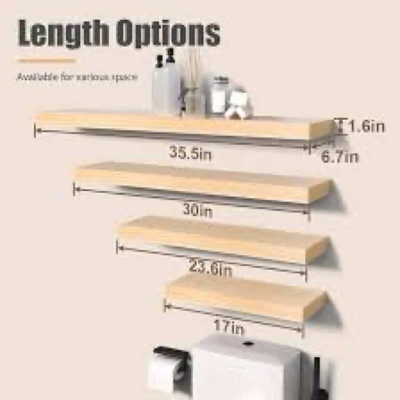 habudda floating shelves, wooden wall shelf for rustic decor, hanging display shelving for bedroom b