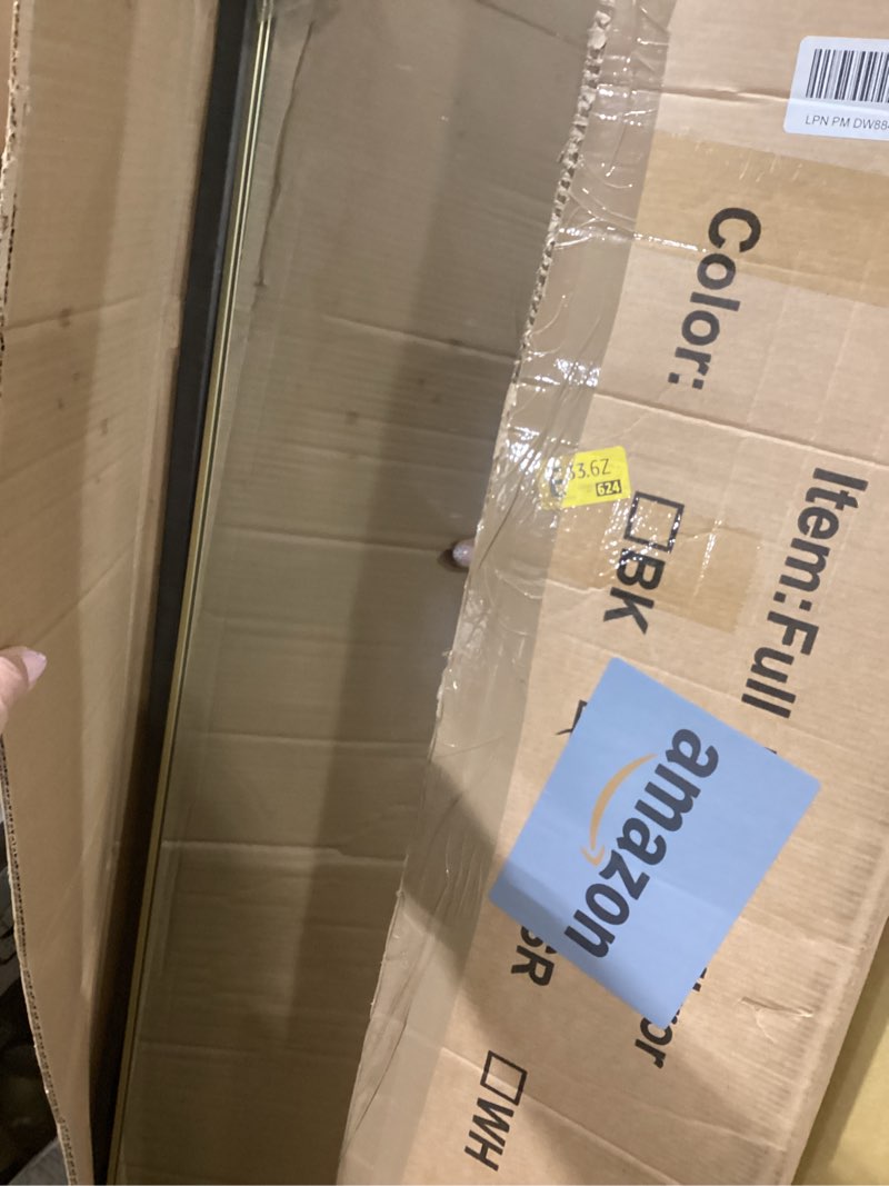 Condition photo showing Good Condition for arched mirror - full length, standing or wall mounted, 58"18", aluminum frame - gold gold 58"l x 18"w
