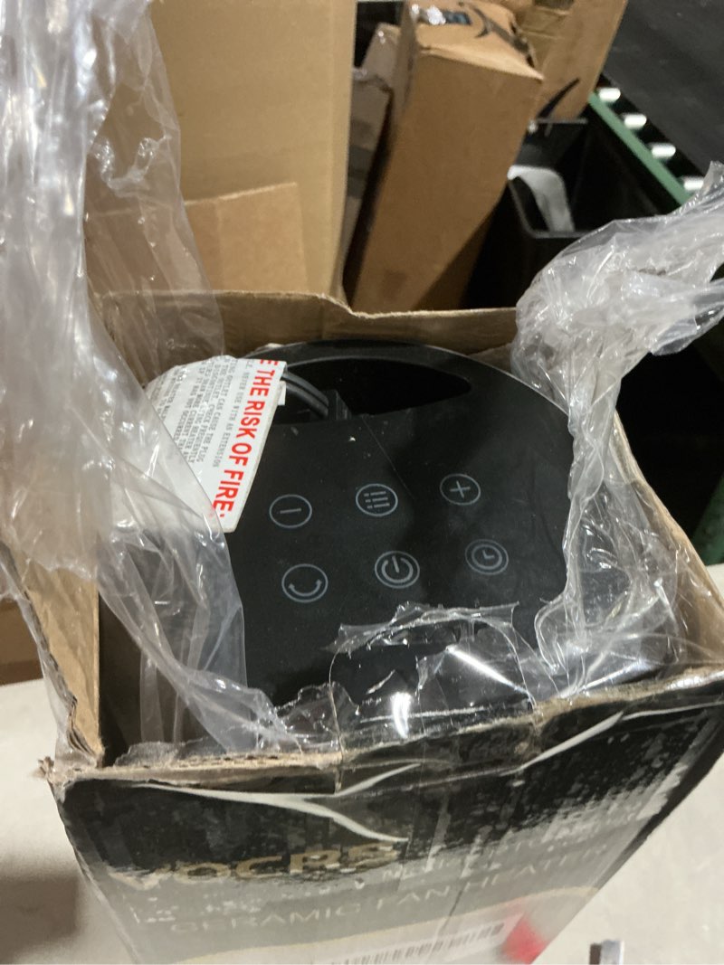 Condition photo showing As Is for space heater for indoor use with remote - 70° oscillating tower electric heater, 24 inchs, 12h timer, 1500w quiet ptc ceramic heating with thermostat, fast safety heat for office, home, bedroom