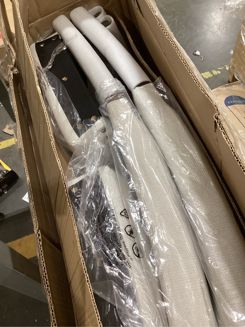 Condition photo showing As Is for Set of 4 Beige Upholstered Dining Chairs – Farmhouse Kitchen Chairs with High Back, Solid Rubberwood Legs, Padded Foam Seat & Bronze Nailhead Trim, Comfortable Dining Room Chairs for Home, Living Room Beige set of 4