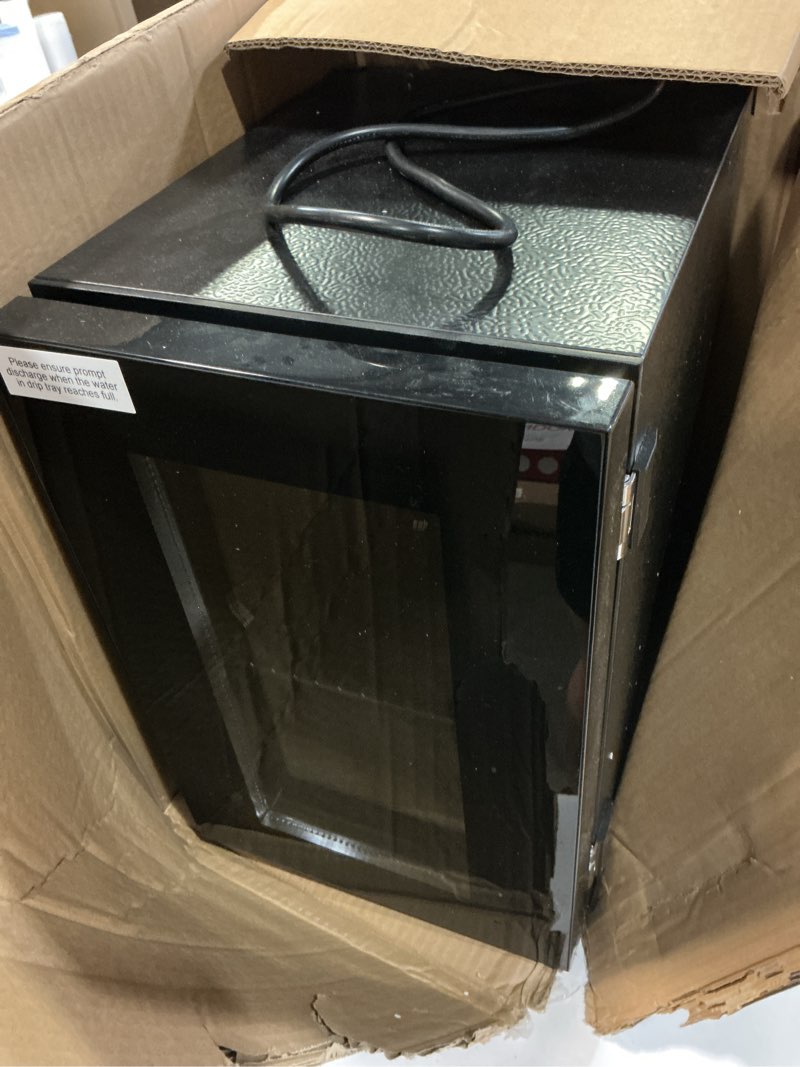 Condition photo showing As Is for antarctic star 18l beverage refrigerator cooler 24can, mini fridge with quiet compressor, led light,freestanding small fridge with electronic temperature control for home and bar(40-61 ?) black 0.6cu.ft