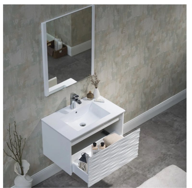(Incomplete sink only)30'' Wall-Mounted Floating Single Bathroom Vanity with Ceramic Sink – Compact Modern Wood Cabinet for Small Bathrooms