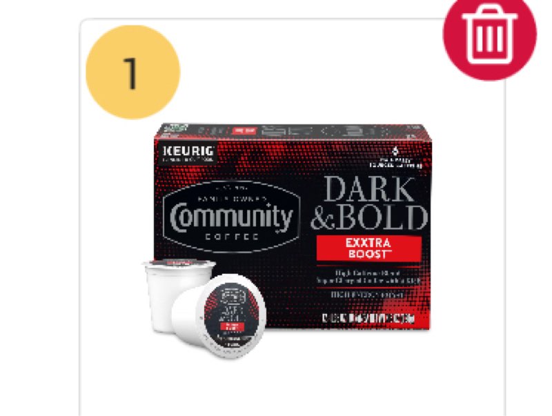 community coffee dark & bold exxtra boost 12 count coffee pods, compatible with keurig 2.0 k-cup brewers, 12 count (pack of 6) ( bb: 2026/08/03)