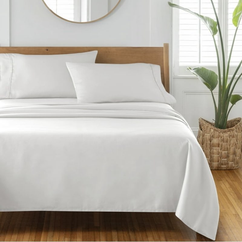 better homes & gardens 4-piece 300 thread count arctic white cotton sateen bed sheet set  full