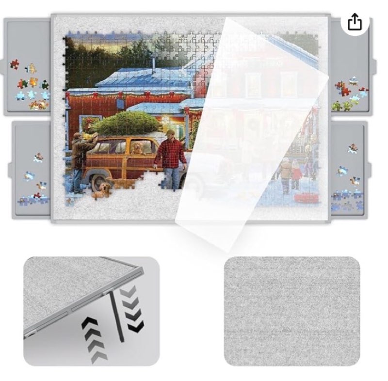 Puzzle Board 1500 Pieces,Jigsaw Puzzle Board with Adjustable Tilting Pole,Felt Surface and Cover,Gre