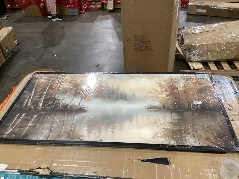 Condition photo showing New/Like New for trees large wall art for living room abstract birch tree framed canvas decor nature forest landscape prints painting pictures extra large modern lake artwork for bedroom kitchen office 30"x60" 60"l x 30"w lakeside trees